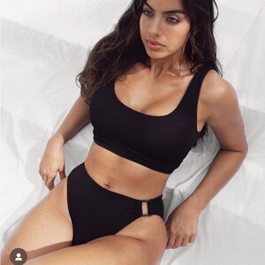 Toluca Swim Black Ribbed Bikini Set